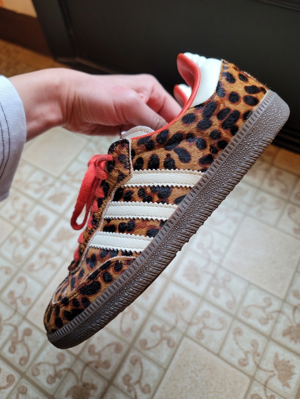 Adidas Samba OG Leather Trimmed Leopard Print Pony Hair Sneakers UK 4.5/US6 - Picture 10 of 11